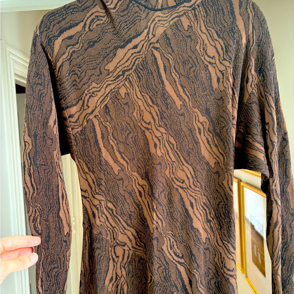 Proenza Schouler black and brown printed knit dress